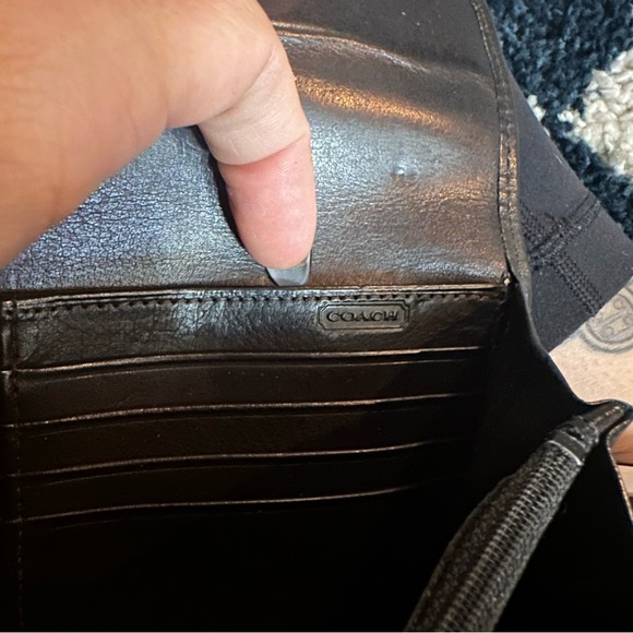 Vintage Coach Water Buffalo Leather envelope long wallet, Black - Picture 7 of 7